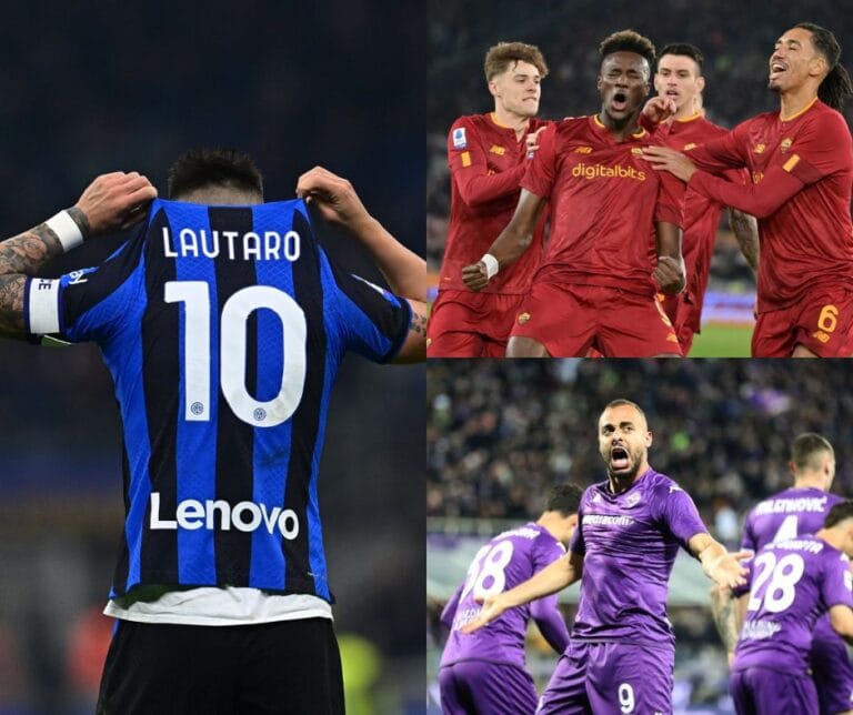 Collage photos des clubs italiens en finales des compétitions européenne