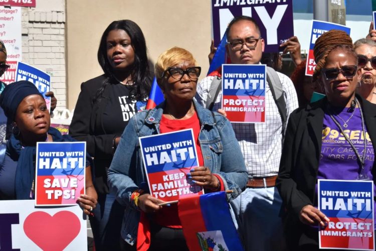 Advocates join a rally for Haitian TPS in Flatbush, Brooklyn, on August 27, 2025. Credit: Ariama C. Long photo